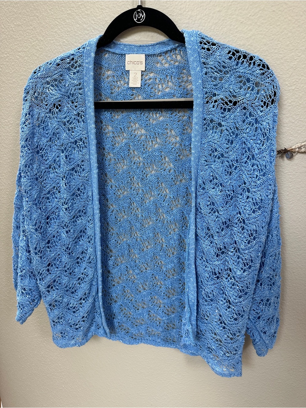 Chico's Openwork linen cotton Knit Cardigan Sweater